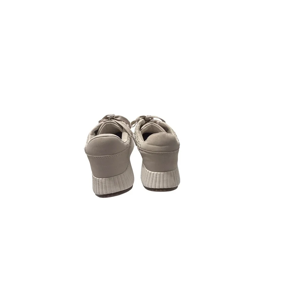 DV Dolce Vita Fredi Cream Beige Woven Whipstitch Platform Sneakers Womens 6.5